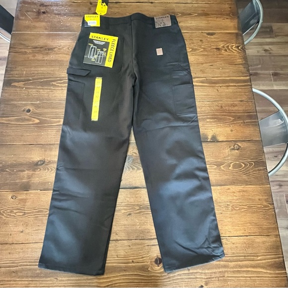 Stanley Fleeced Lined Carpenter Work Utility Pants Black Mens Size 38x32 NWT - Picture 1 of 7